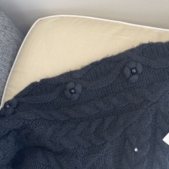 New Zara cardigan cable knit Oversized Jewel Rhinestones Beads Black sweater S - Picture 9 of 12